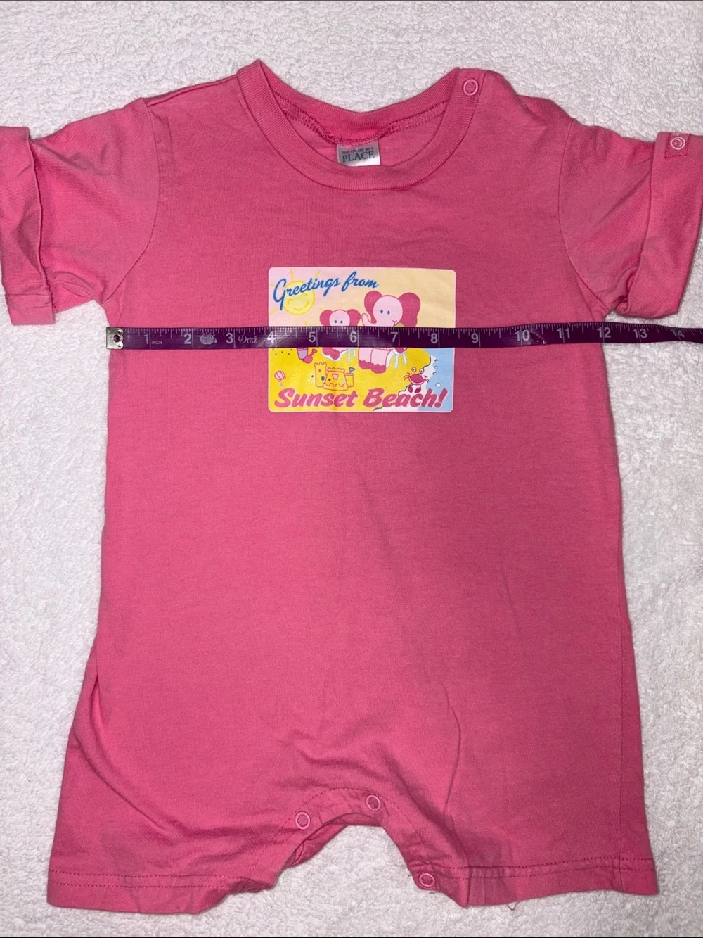 The Children's Place vtg Pink Sunset Beach Graphic One-Piece summer romper 24m